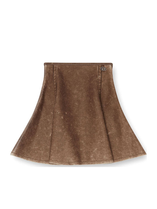 Leder Mini Damenrock Rust Braun