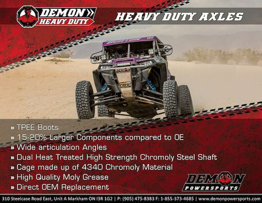 Demon Rear Right Left Half Axle Paxl-6076hd Polaris Sportsman 570 4x4 14-20