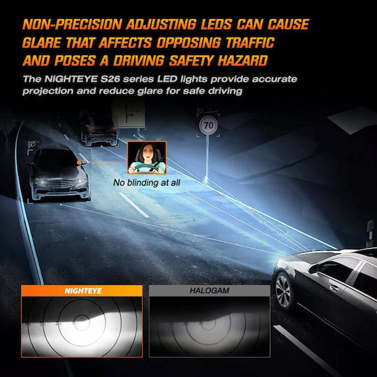 Nighteye A315 S26 H7 Car Lamps 200w 40000lm 6500k Cold White Ip68 2pcs
