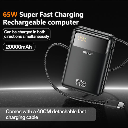 Yesido YP97 Baterie Externă 20000mAh 65W Cu Port USB-C Power Delivery Gri