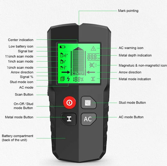 SPV SPV-T949-FCJFC Digital Wall Wire Detector for Metal, Wood & Pipes