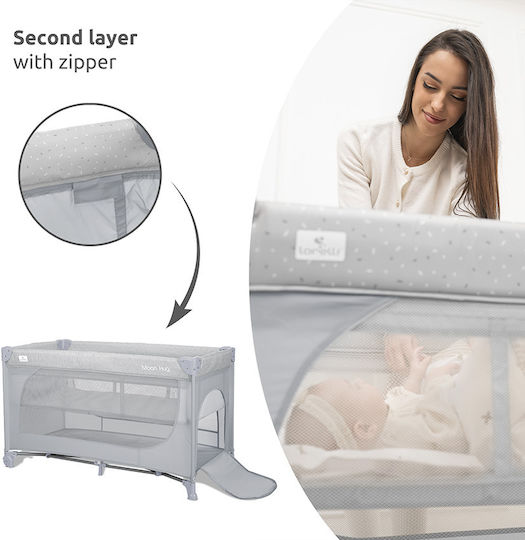 Lorelli Moon Hug One Touch Laufstall 2 Ebenen mit Matratze Beiges