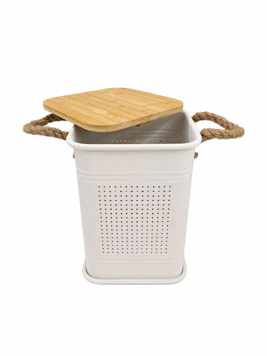 Metallische Aufbewahrungsbox mit Deckel Beige 24x24x34,5cm