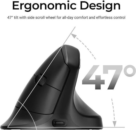 Keychron M5 (M5-A29) Wireless Ergonomic Vertical Mouse 1K Polling Rate Black
