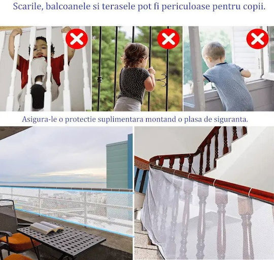 Plasă de Protecție pentru Pisici din Țesătură Albă 300 x 78 cm