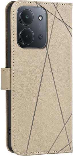 Binfen Color Xiaomi Redmi 15c 5g 4g Geometric Pattern Leather Wallet Case Beige