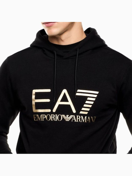 Emporio Armani Мъжки Суитшърт Черен с Качулка