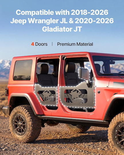 Vevor Σωληνωτές Ημιπόρτες Jeep 4 Θυρών Wrangler Jl 2018-2026 & Gladiator Jt 2020-2026 Σχέδιο Soldier Εμπρός Πίσω Dot Καθρέφτες Λαστιχένια Προστατευτικά Jpc4mcxsbta2gj12u001v0