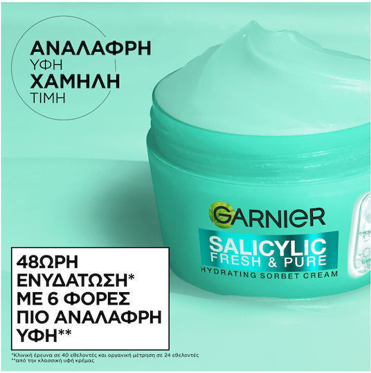 Garnier Sorbet Salicylic Fresh & Pure Light 48h Moisturizing Day Face Cream with Niacinamide & Centella Asiatica 85ml