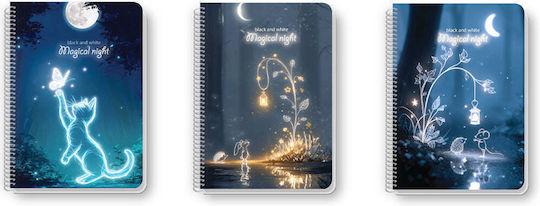 Black & White Spiral Ruled Notebook B5 30 Paper Sheets 3 Subjects (Miscellaneous Designs)
