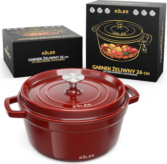 Koler Round Cast Iron Dutch Oven 26cm 5lt