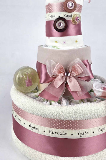 Dama Koupa Χειροποίητο Diaper Cake από Ξύλο για Κορίτσι