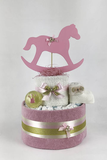 Dama Koupa Χειροποίητο Diaper Cake από Ξύλο για Κορίτσι