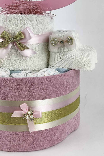 Dama Koupa Χειροποίητο Diaper Cake από Ξύλο για Κορίτσι