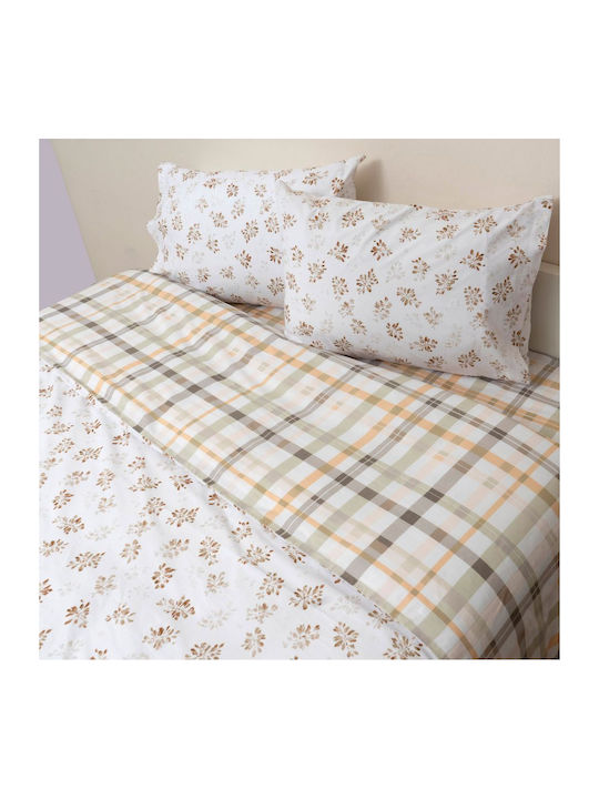 Viopros Anthi Double Bed Sheets Set With Rubber Hugger 160x200+25cm Anthi (4 Pieces)