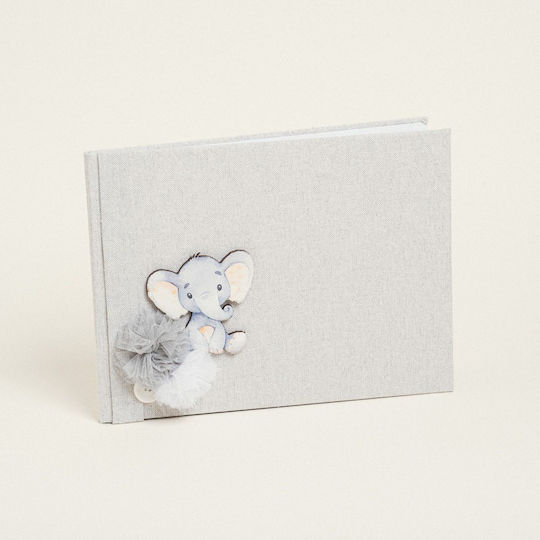 Beauty Home Baptism Guest Book Elephant Canvas Side