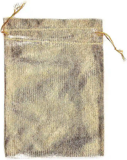 Polyester Fabric Gift Pouch Gold 13x18cm