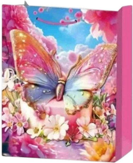 Paper Gift Bag With Butterfly Theme Pink 3x3x18cm