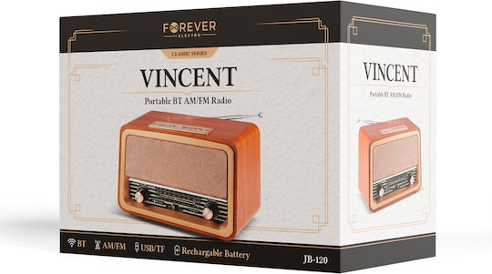 Forever JB-120 Retro Tischplatte Radio Mit Batterie Mit Bluetooth Und USB Braun