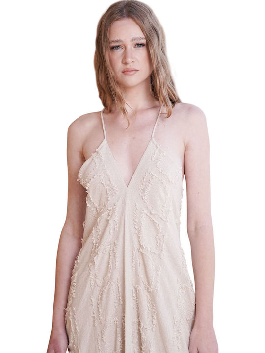 Summer Maxi Slip Dress Beige