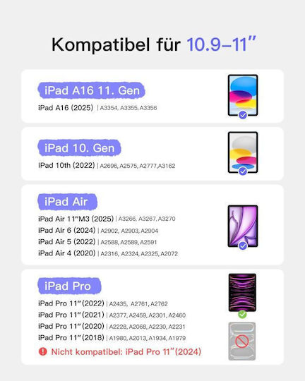 Inateck N0001 Rosa Bluetooth Tablet Hülle Klappdeckel für Ipad 11