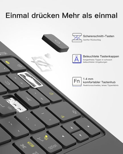 Inateck Magnetische Tablet Hülle Tastatur Ipad Air Pro 11" Qwertz Schwarz Kb09119