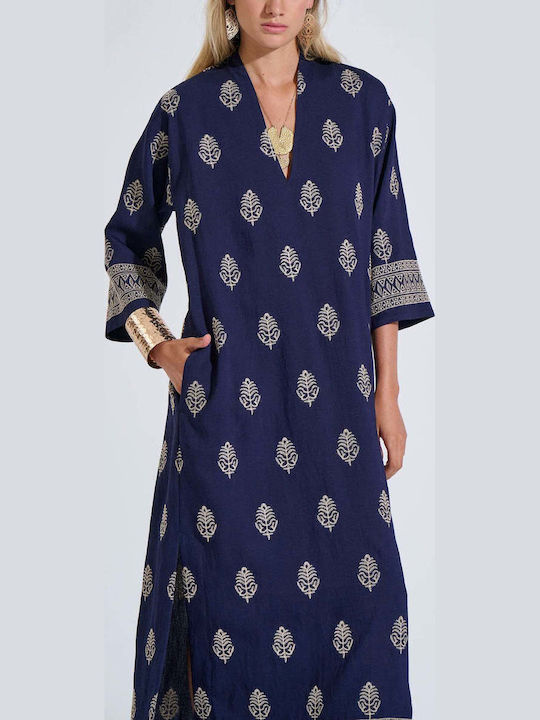 Summer Maxi Shirt Dress Blue