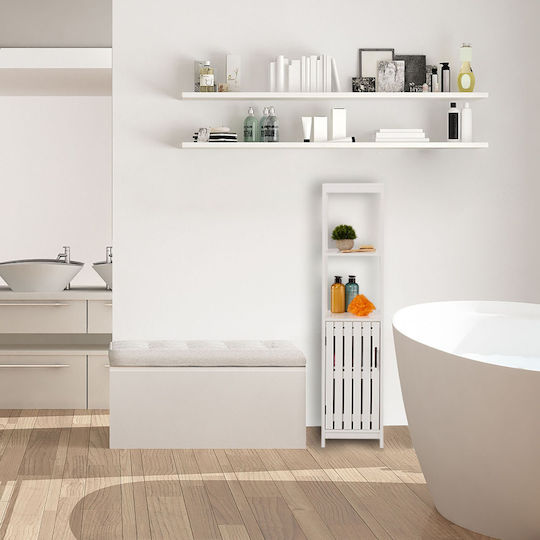 Relaxdays Dulap Coloană pentru Baie de Pardoseală M30xA30xÎ129cm Albă