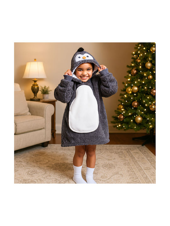 Noxxiez Fleece Penguin Gray Kids Blanket 160cm
