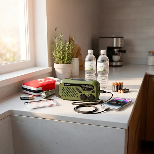 Aiwa R-99EM Tragbares Solarradio mit USB Grün