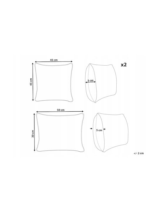 Beliani Set 3 Zierkissen Pentace Baumwolle 30 X 50 Cm 45 X 45 Cm Rosa Uni