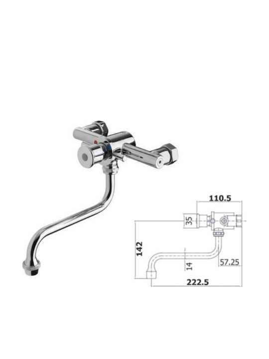 MCM Mixing Time Flow Sink Faucet Silver