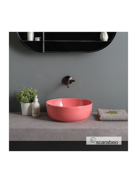 Scarabeo Aufgesetztes Waschbecken Porzellan 39x39cm Peach Glossy