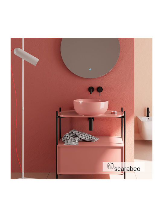 Scarabeo Aufgesetztes Waschbecken Porzellan 39x39cm Peach Glossy