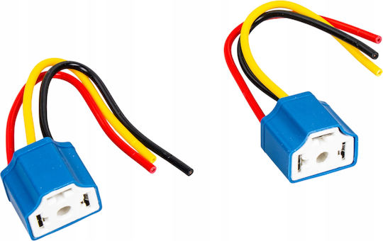 2x Socket Block H4 Bulb Holder Ceramic Block 12v/24v Cu Wires