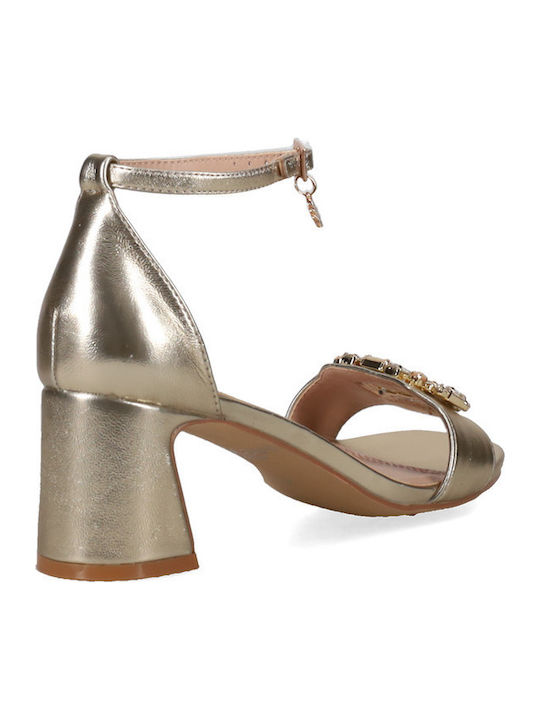 Damen Sandalen mit Strass Gold