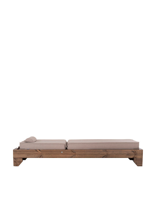 Wooden Deckchair Olefin with Beige Pillow 204x79x77cm