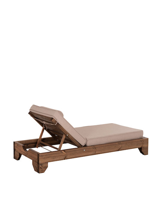 Wooden Deckchair Olefin with Beige Pillow 204x79x77cm