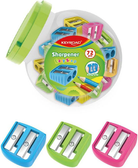 Keyroad Double Plastic Easy Sharp Pencil Sharpener 4 Colours 1 Piece
