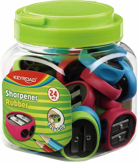Keyroad Double Rubber Pencil Sharpener 3 Colors 1 Piece