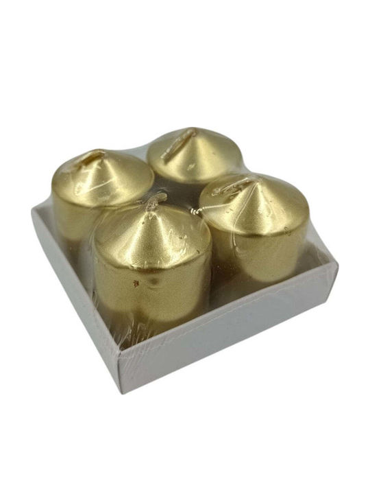 Коледна Свещ Златиста 5x3.8см 4 Бройки