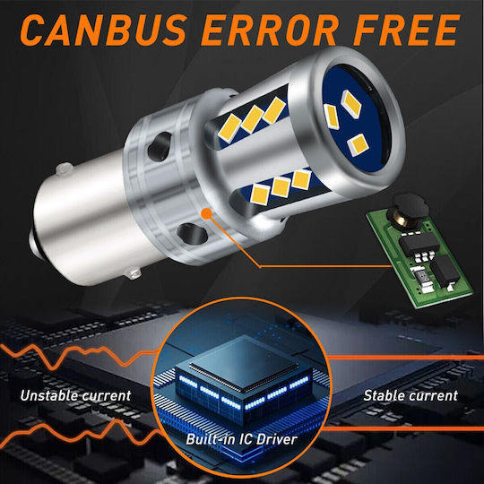 VenCore Lampen LKW PY21W-BAU15s Canbus LED Rot 8-48V 9W 1Stück