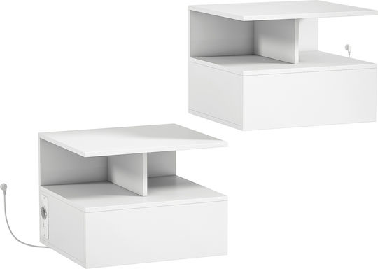 Ξύλινα με Μεταλλικά Πόδια Λευκά 2τμχ 40x35x30cm