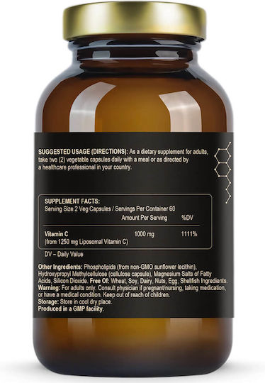 Fuel Up Liposomal Vitamin C Vitamin for Immune Support, Skin & Antioxidant Action 500mg 120 Vegetable Capsules