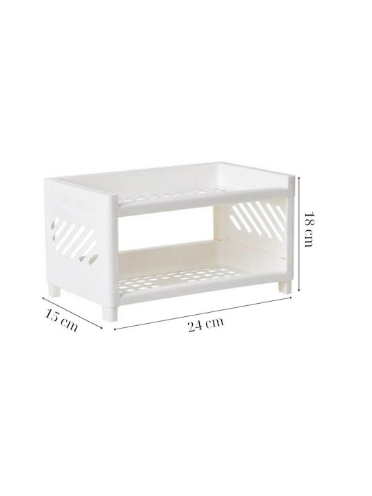 Femmit Satz 2 Arbeitsplatten Organizer 2 Ebenen Kunststoff Weiß 24x15x18cm