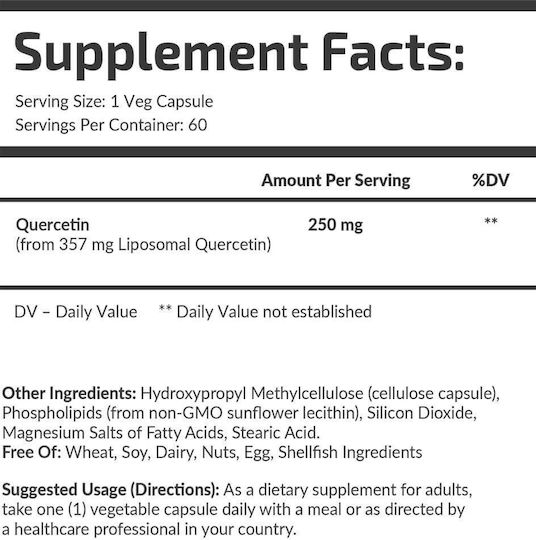 Fuel Up Quercetin Lipozomal 250 mg 60 capsule pe bază de plante