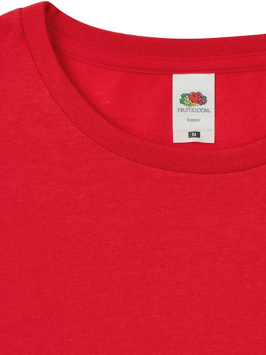 Fruit of the Loom Iconic 150 Fruit Loom Men's Promotional T-Shirt Long Sleeve Red