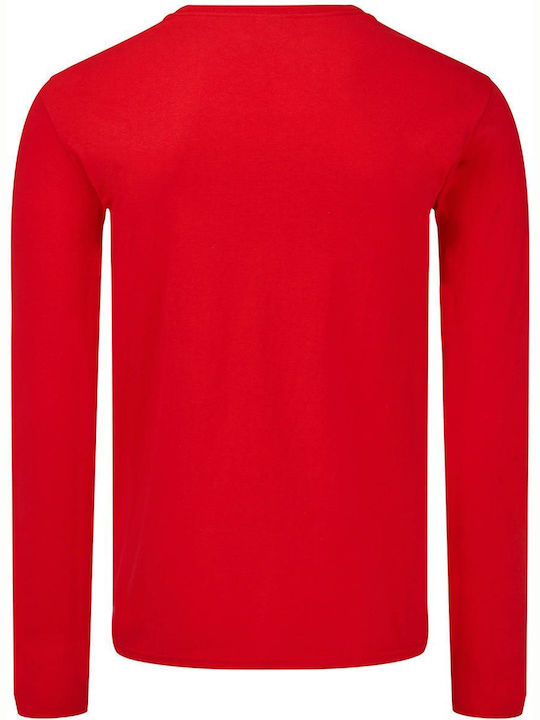 Fruit of the Loom Iconic 150 Fruit Loom Men's Promotional T-Shirt Long Sleeve Red