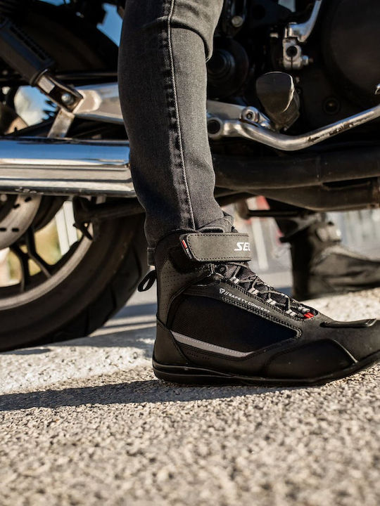 Seca Traffic II Damen Motorradstiefel Leder Schwarz