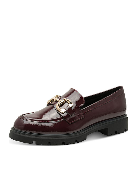 Patent Leather Women's Loafers in Burgundy Colour